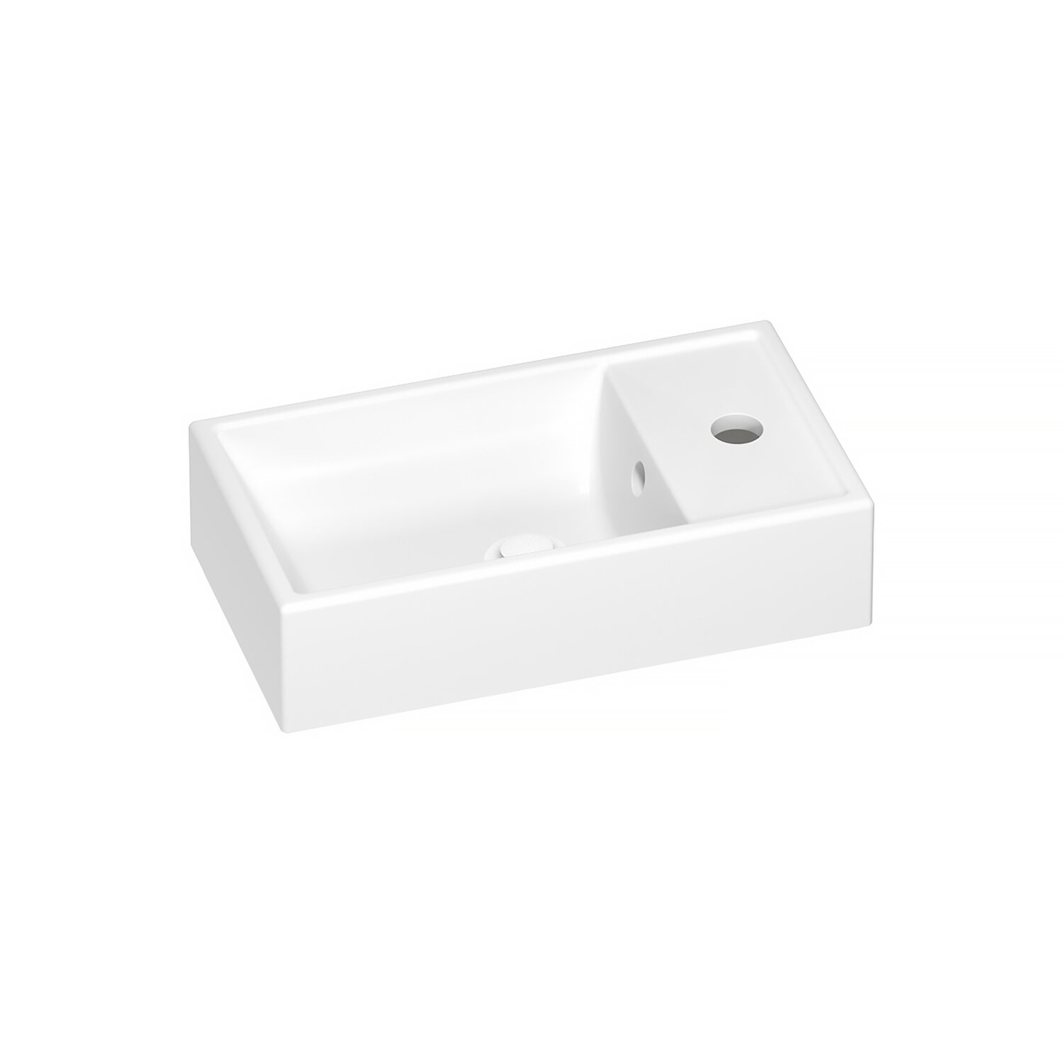 Тумба с раковиной Wellsee WC Area 40 L подвесная, белый матовый (донный клапан, сифон, смеситель, угловые вентили (цвет набора матовый черный)) - фото №3