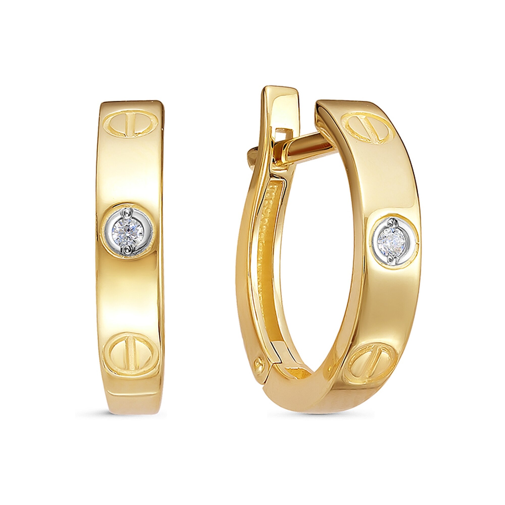 Серьги Diamant online, желтое золото, 585 проба, фианит