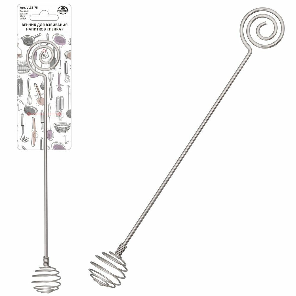 Венчик Мультидом для взбивания напитков "Пенка", длина 20 см (VL35-75)
