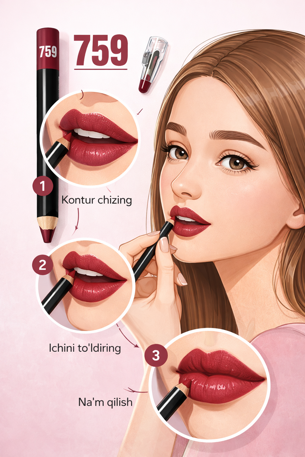 Kontur qalam lab uchun Kiko 759 , mat, o'tkirlagichli, suvga chidamli, kattasi, 12 xil rang