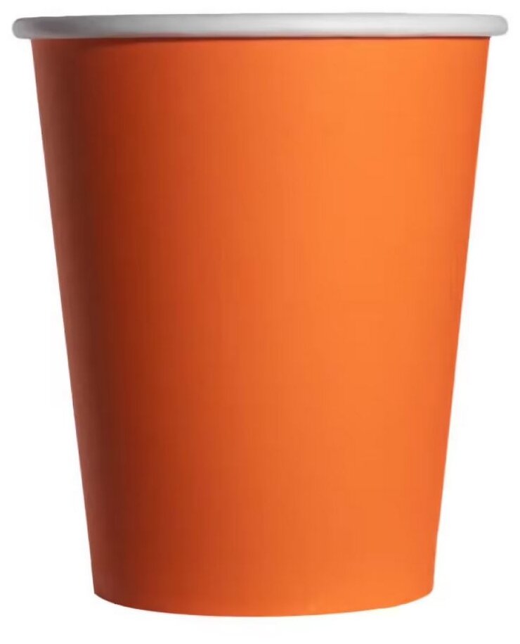 Набор одноразовых бумажных стаканов, 250 мл, 50 шт, оранжевый, однослойные; для кофе, чая, холодных и горячих напитков - фотография № 1
