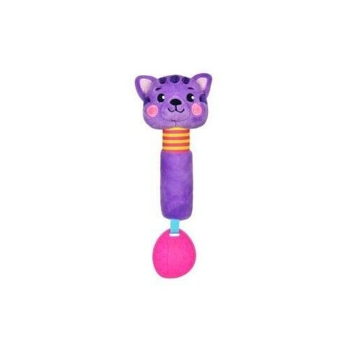 Прорезыватель-погремушка Жирафики Котик 939516, фиолетовый прорезыватель погремушка жирафики мишка 939517 коричневый