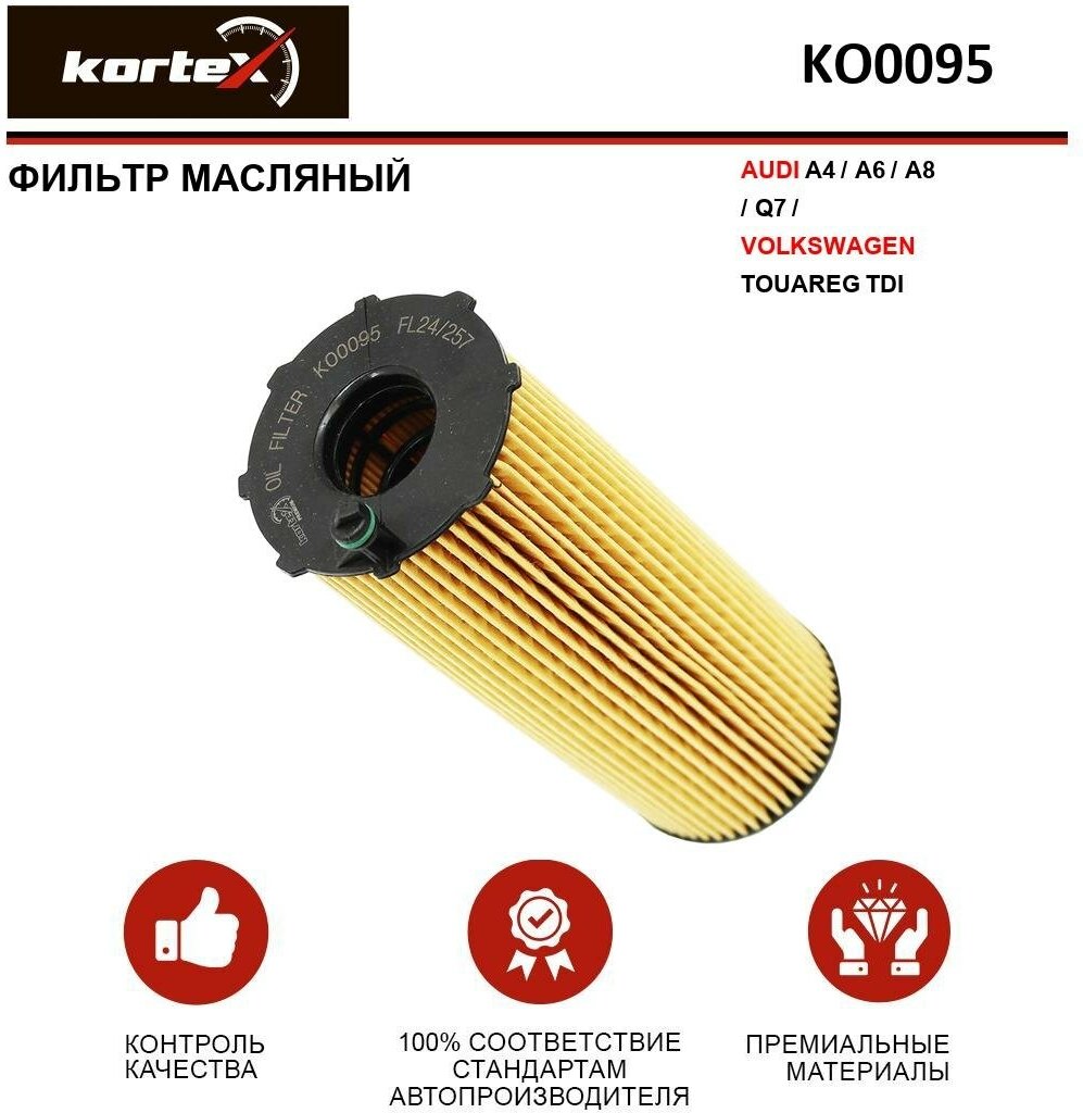 Фильтр масляный Kortex для Audi A4 / A6 / A8 / Q7 / Volkswagen Touareg TDI ОЕМ 057115561K;057115561L; HU831x; KO0095; OE650 / 3; OX196 / 1D