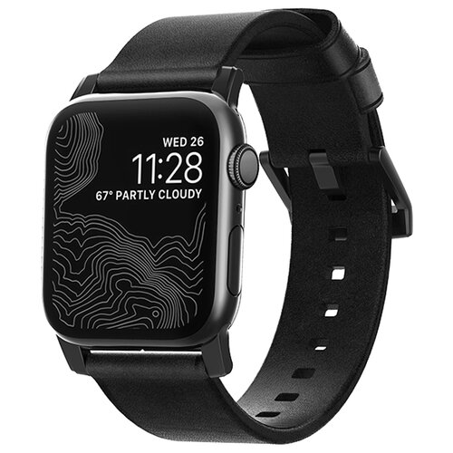 Ремешок Nomad Modern Strap для Apple Watch 44mm/42mm. Материал кожа натуральная. Цвет ремешок темно-коричневый, застежка черный.