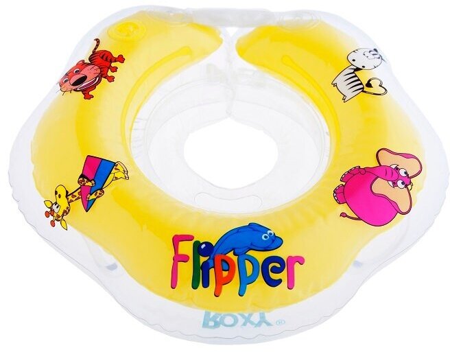 Круг надувной на шею для купания новорожденных и малышей Flipper от ROXY-KIDS, цвет желтый