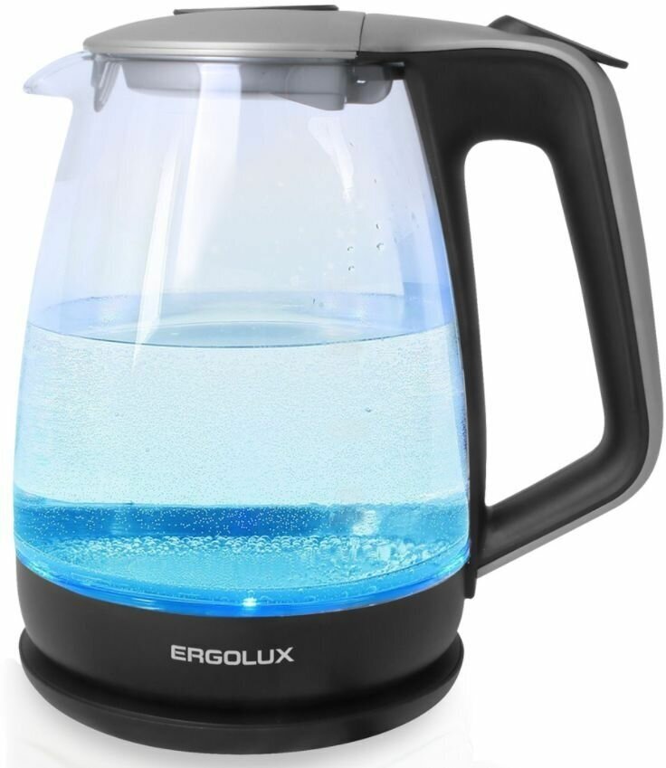 Чайник электрисеский ERGOLUX ELX-KG01-C42 1,7л, 1500-2300 Вт, серебристо-черный