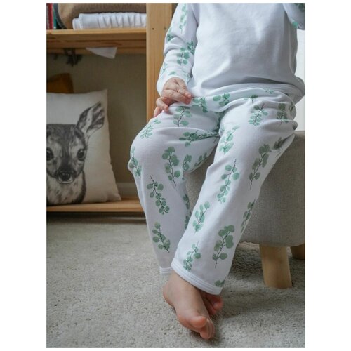 Пижама Mjolk, размер 92, зеленый, белый