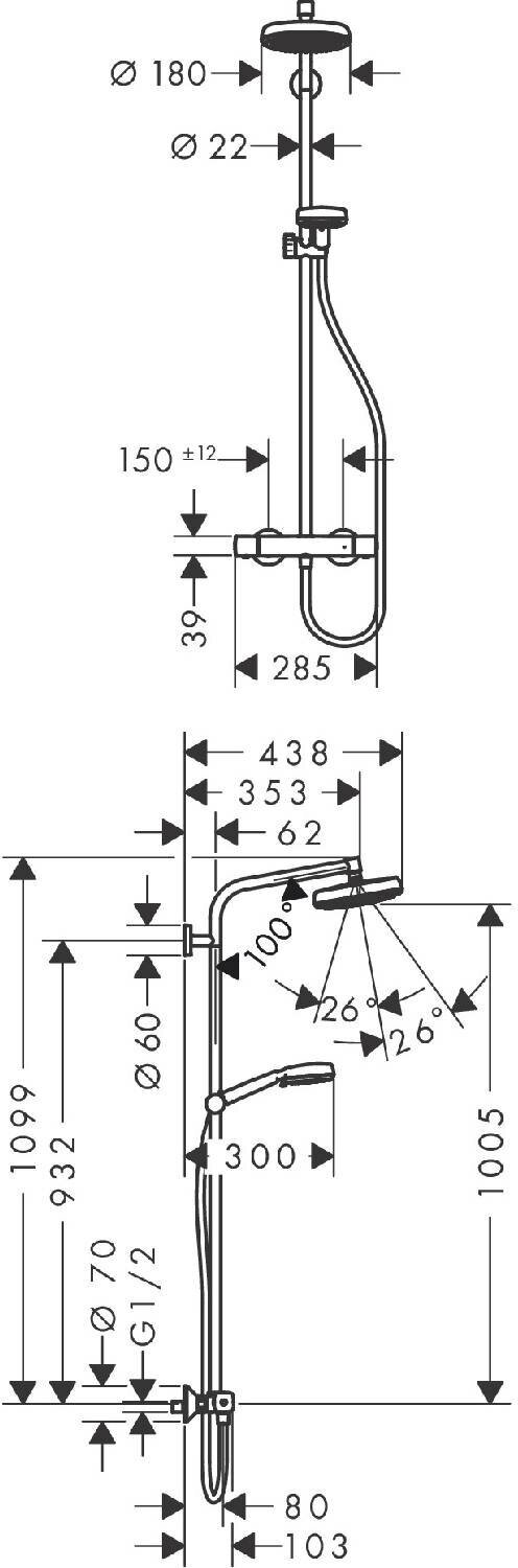 Система душевая Hansgrohe 160 1jet 27264400 - фото №16