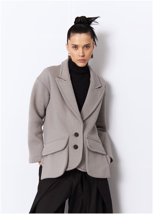 Пиджак ХакаМа, средней длины, силуэт прямой, размер 40, серый