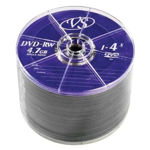 VS Диск для записи, DVD+RW 4,7 GB 4x Bulk/50 vs диск dvd rw 4 7 гб 4х slim