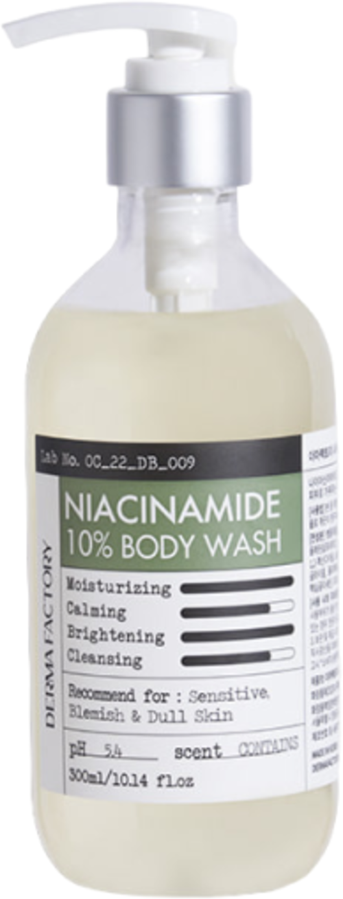 Гель для душа успокаивающий с ниацинамидом - Derma Factory niacinamide 10% body wash, 300мл.
