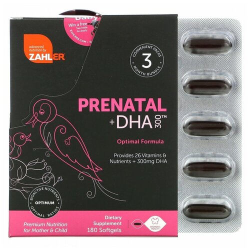 Купить Zahler, Prenatal + DHA 300 Optimal Formula, 180 Softgels