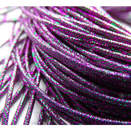 ТМ006НН1 Канитель металлизированный микс, цвет: фиолетовый, размер: 1,5 мм, 5 грамм (общая длина всех отрезков: 150 см)