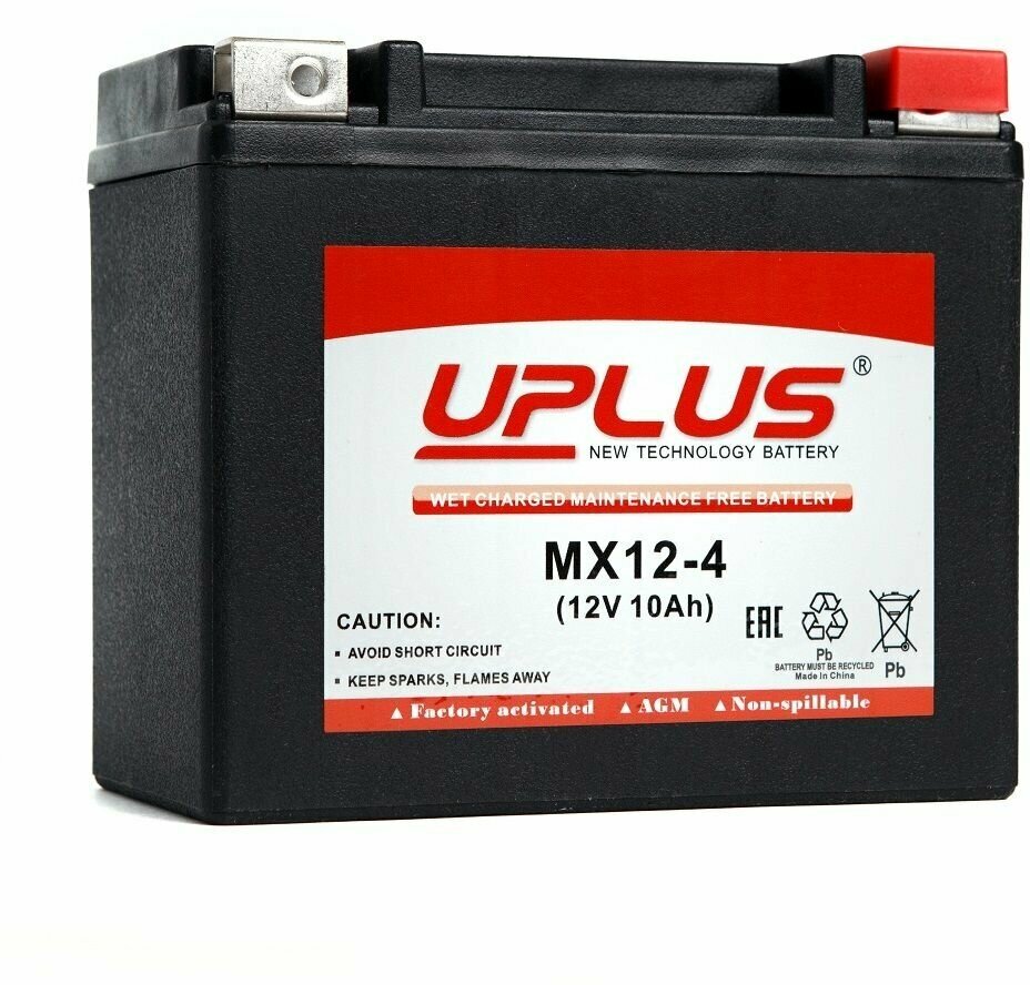 Мото аккумулятор стартерный Leoch UPLUS MX12-4 12V 10Ah прямая полярность 180А (YTX12-BS YTX12 CT 1212) AGM аккумулятор для мотоцикла квадроцикла