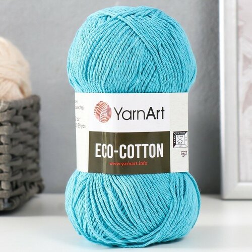 Пряжа YarnArt Eco-Cotton 80% хлопок, 20% полиэстер 220 м, 1 шт, 100 г, 765 голубая бирюза (9554820)