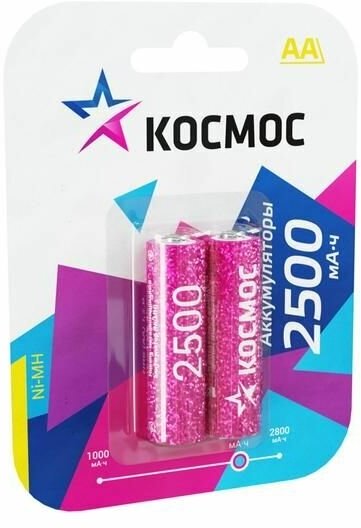 Аккумулятор AA/R6 2500мА. ч NI-MN BP-2 (блист.2шт) космос KOCR6NIMH2500MAH2BL