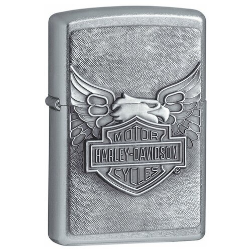 Зажигалка ZIPPO Harley-Davidson, с покрытием Street Chrome, латунь/сталь, серебристая, 38x13x57 мм