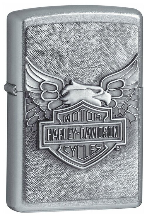Зажигалка ZIPPO Harley-Davidson, с покрытием Street Chrome, латунь/сталь, серебристая, 38x13x57 мм