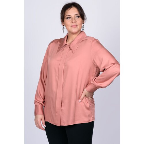 Блуза  SVESTA, классический стиль, прямой силуэт, длинный рукав, манжеты, размер 62, розовый