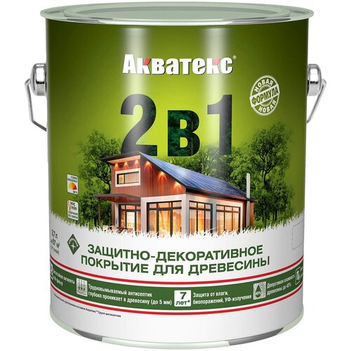 Защитно-декоративное покрытие для дерева Акватекс 2 в 1, полуматовое, 2,7 л, палисандр