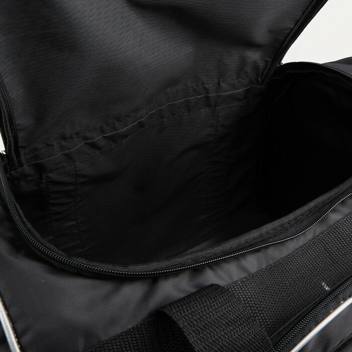 Сумка дорожная на молнии, 4 наружных кармана, длинный ремень, цвет чёрный - фотография № 6