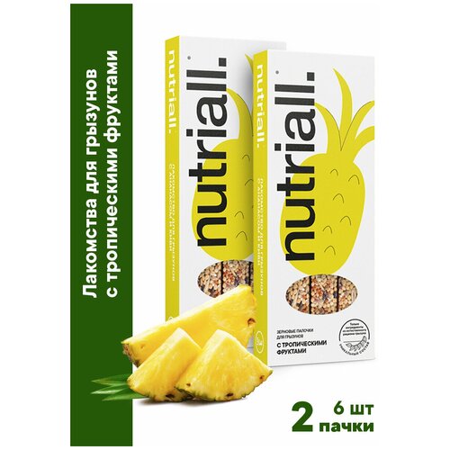 Лакомство Nutriall Зерновые палочки для грызунов с тропическими фруктами 2 упаковки, 6 шт