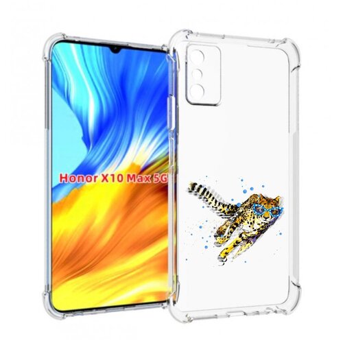 Чехол MyPads гепард в очках для Honor X10 Max задняя-панель-накладка-бампер