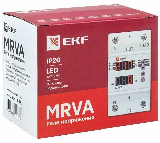 Реле напряжения и тока с дисплеем MRVA 63А PROxima EKF MRVA-63A