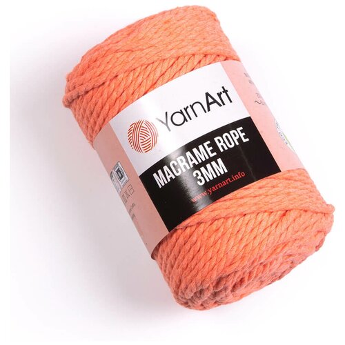 Пряжа YarnArt Macrame Rope 3mm | Пряжа Yarnart Macrame Rope 3mm - 767 лосось | 4шт упаковка | Вискоза & полиэстер: 40%, Хлопок: 60%