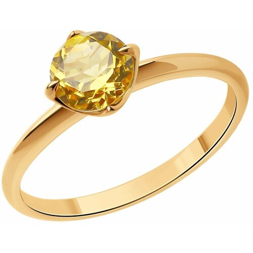 Кольцо Diamant, красное золото, 585 проба, цитрин, размер 18