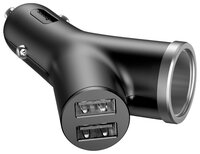 Автомобильная зарядка Baseus Y type dual USB+ cigarette lighter extended car charger белый