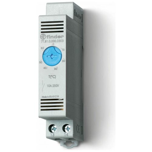 FINDER Термостат щитовой для включения охлаждения диапазон температур 060град С 1NO 10А модульный 175мм IP20 FINDER 7T8100002303 18441₽