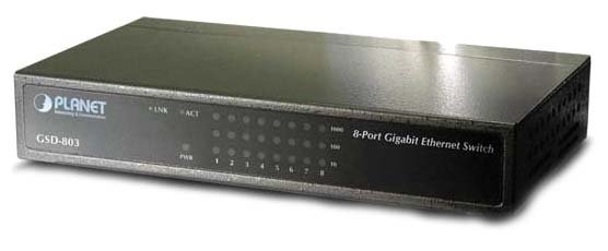 коммутатор/ PLANET 8-Port 10/100/1000Mbps Gigabit Ethernet Switch (External Power) - Metal Case