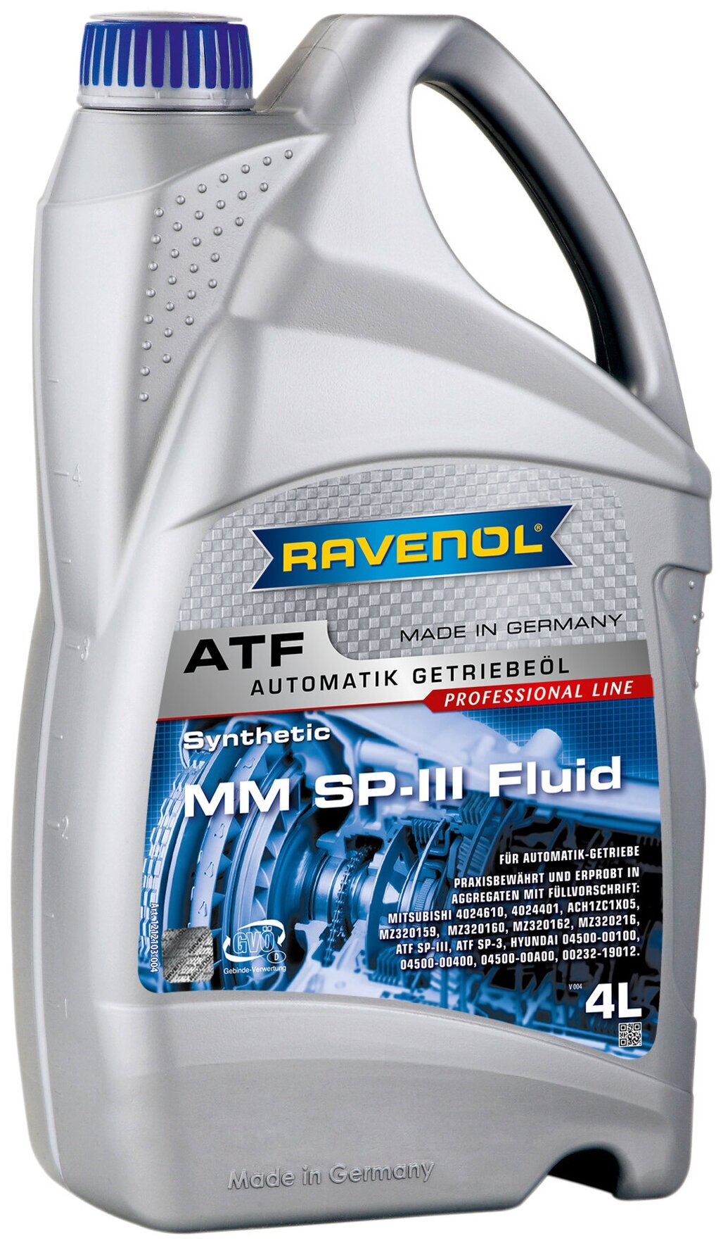 Трансмиссионная жидкость Ravenol ATF MM SP-III Fluid, полусинтетическая, 4 л