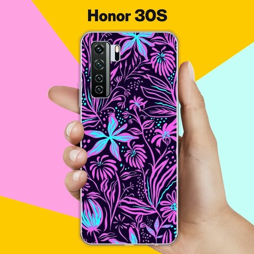 Силиконовый чехол на Honor 30S Фиолетовые цветы / для Хонор 30С силиконовый чехол цветы фиолетовые на honor 30s