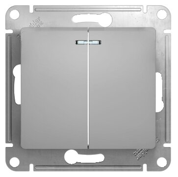 Выключатель 2х1-полюсный Schneider Electric GSL000353 GLOSSA, 10 А, алюминиевый