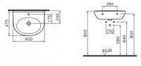 Раковина 60 см VitrA Zentrum 5786B