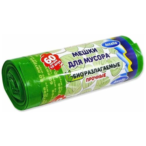 ANTELLA Мешки для мусора 60л/10шт/bio-LDPE/26мкм биоразлагаемые прочные 25310