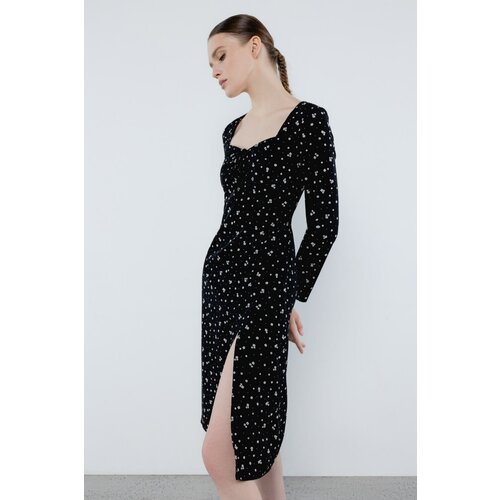 Платье с цветочным принтом INCITY, цвет черно-белый, размер XS