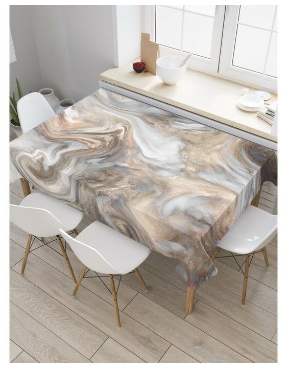 Скатерть прямоугольная JoyArty "Мраморные вихри" из сатена, 120x145 см - фотография № 2