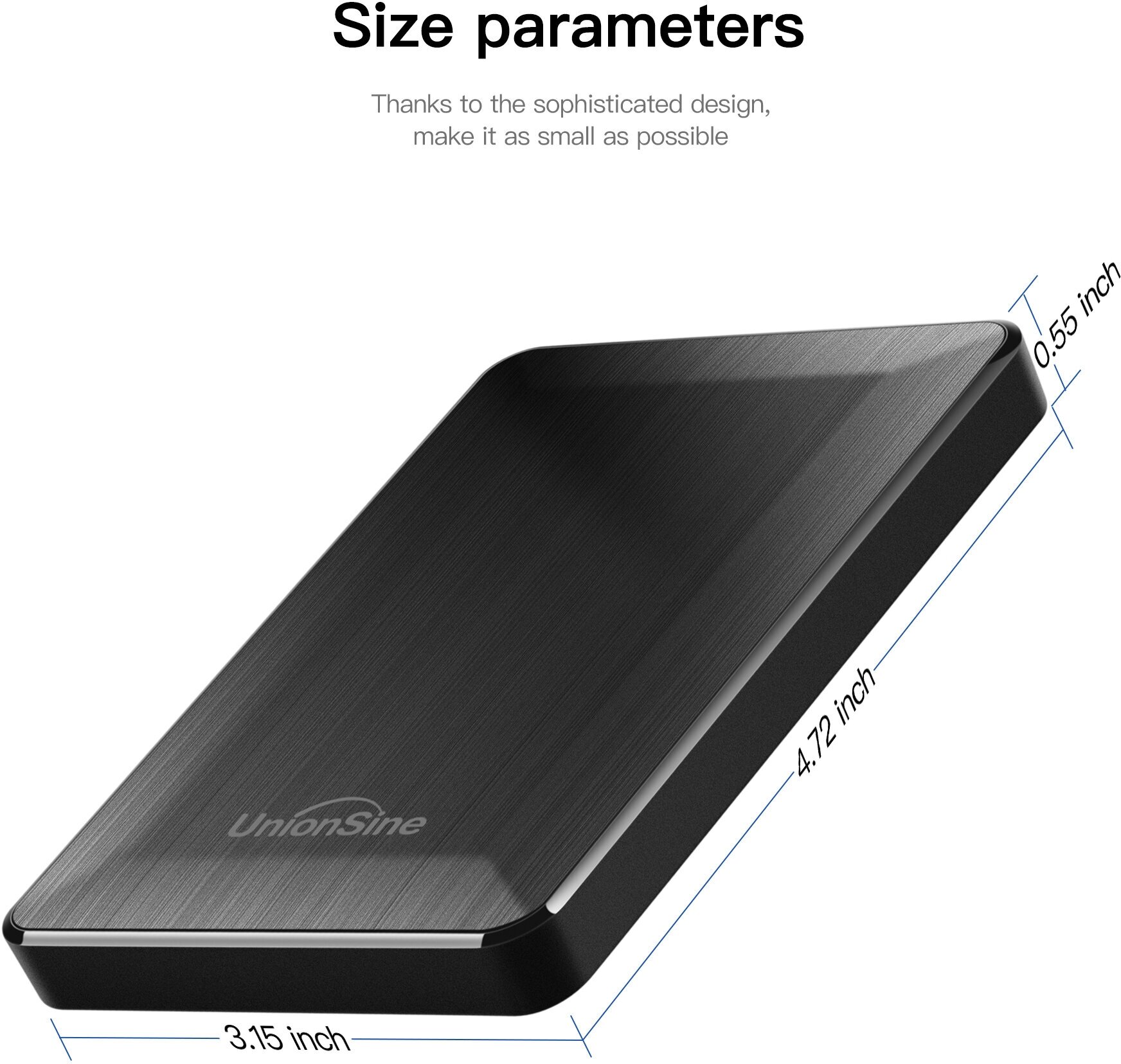 Портативный Внешний Жесткий Диск UnionSine / HDD 25 дюйма Память 500 Гб USB / Cовместим с ПК Mac Настольными Компьютерами MacBook