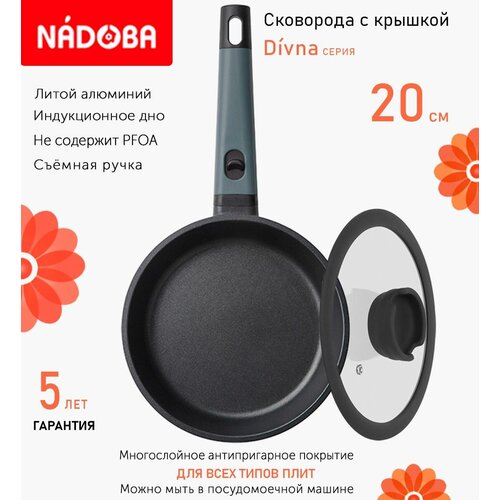 Сковорода с крышкой NADOBA 20см, серия "Divna" (арт. 729719/751015)