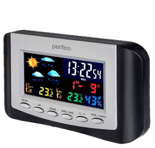 Часы-метеостанция Perfeo "Сolor", цветной экран PF-S3332CS - фотография № 3