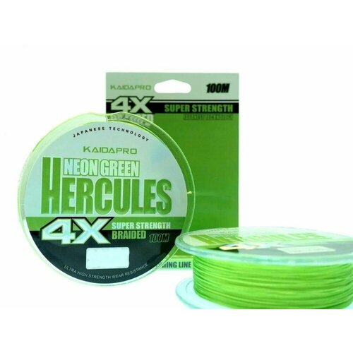 Плетенка KAIDA PRO HERCULES Neon Green 4X 100м 0.12мм