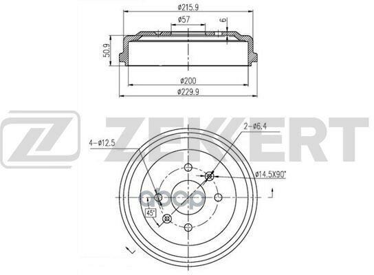 Барабан Торм. Задн. Chevrolet Aveo (T250 T255) 05- Spark (M300) 10- Zekkert арт. bs-5454