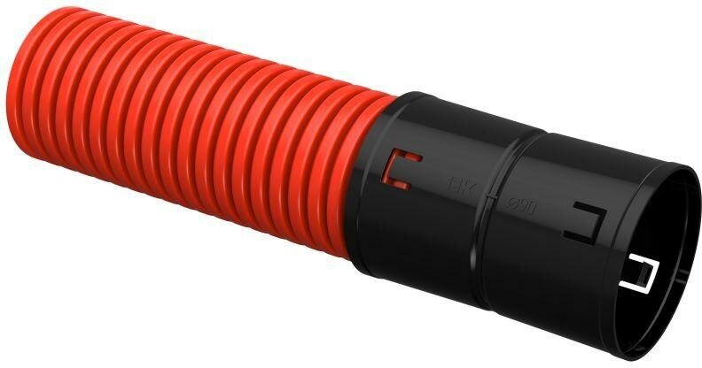 Труба гофрированная двустенная ПНД гибкая d90мм с муфтой красн. (уп.50м) IEK CTG12-090-K04-050-R