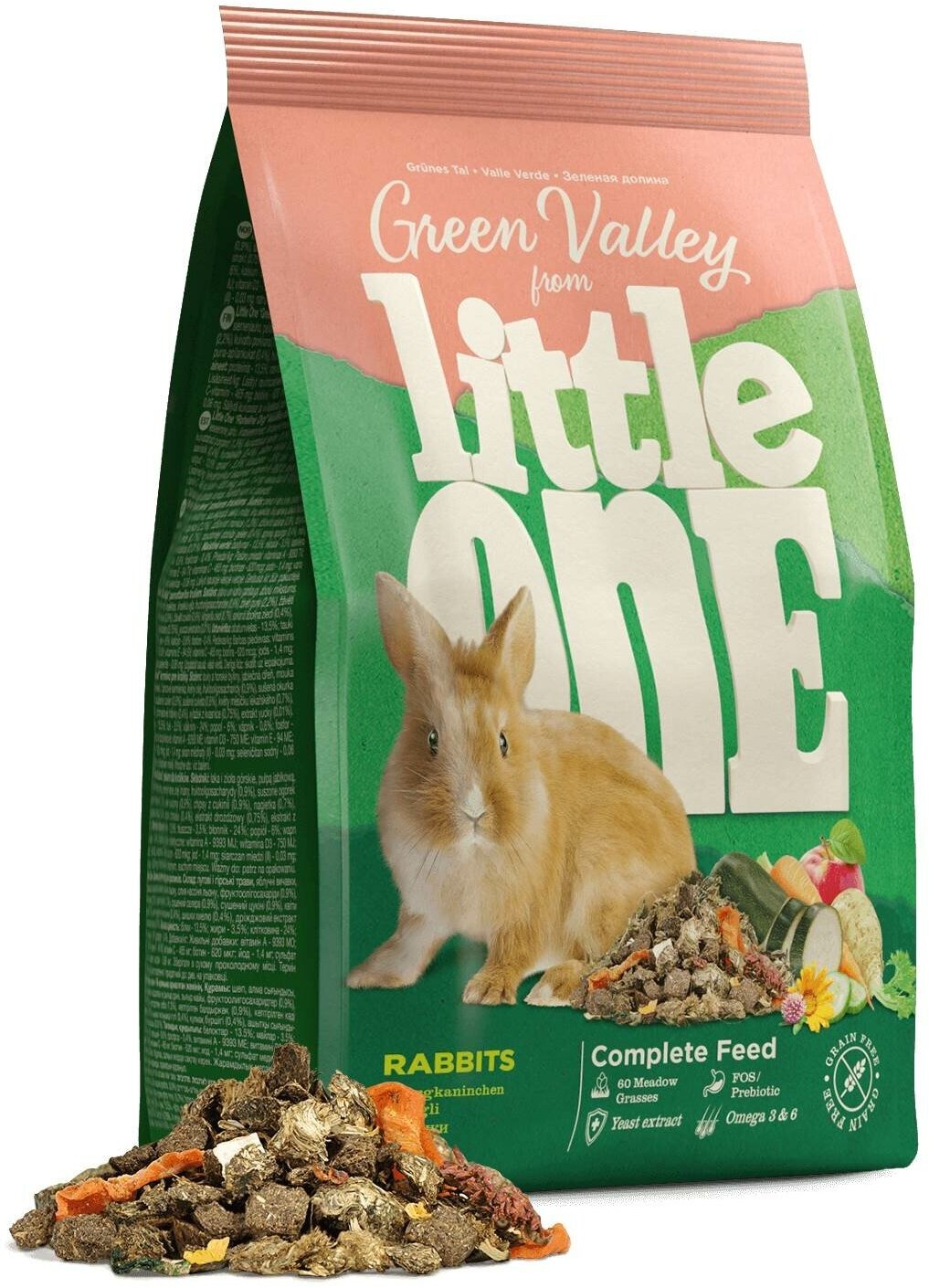 Little One Корм из разнотравья "Зеленая долина" для кроликов, пакет 750 г.