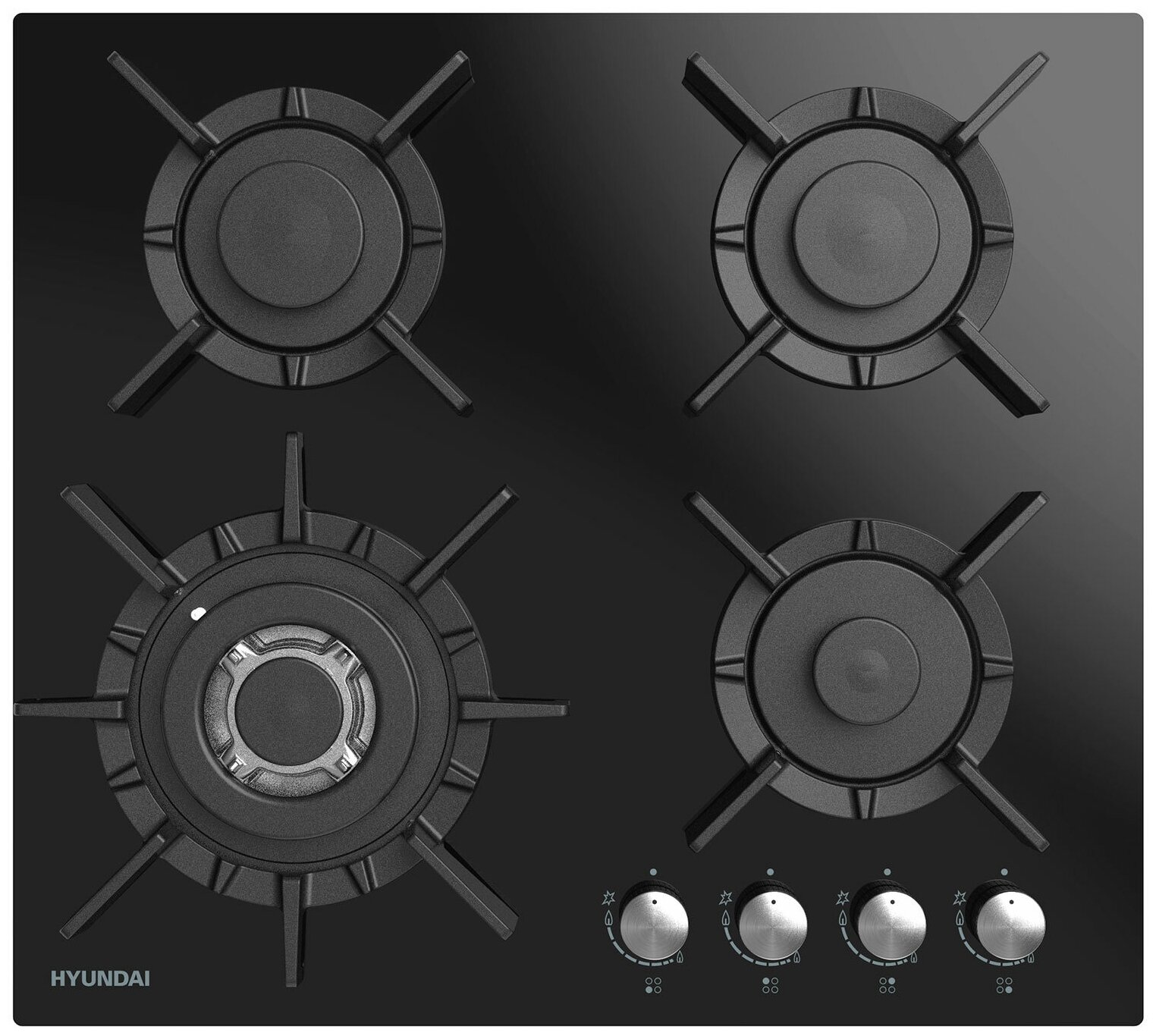 Встраиваемая газовая варочная панель Hyundai HHG 6437 BG черный