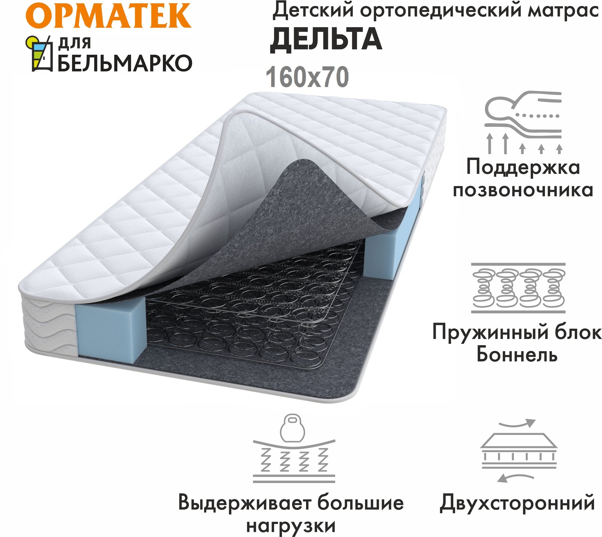 Матрас Бельмарко пружинный Дельта (Карамелька)