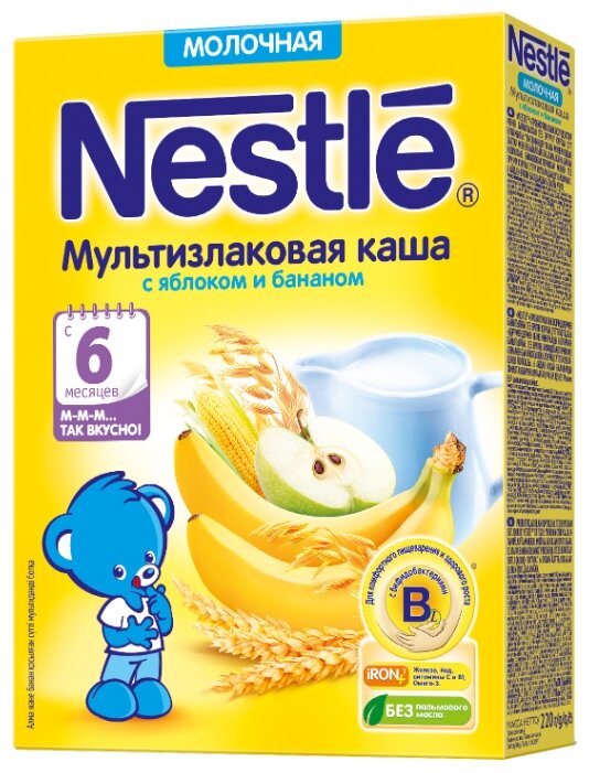 Каша Nestlé молочная мультизлаковая с яблоком и бананом (с 6 месяцев) 220 г
